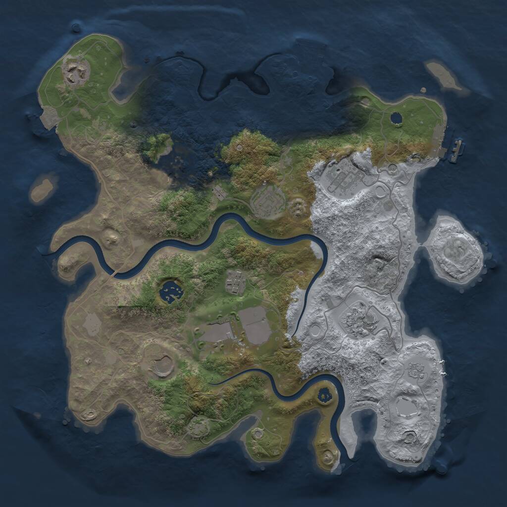 Rust Map: Procedural Map, Size: 3500, Seed: 8619651, 15 Monuments