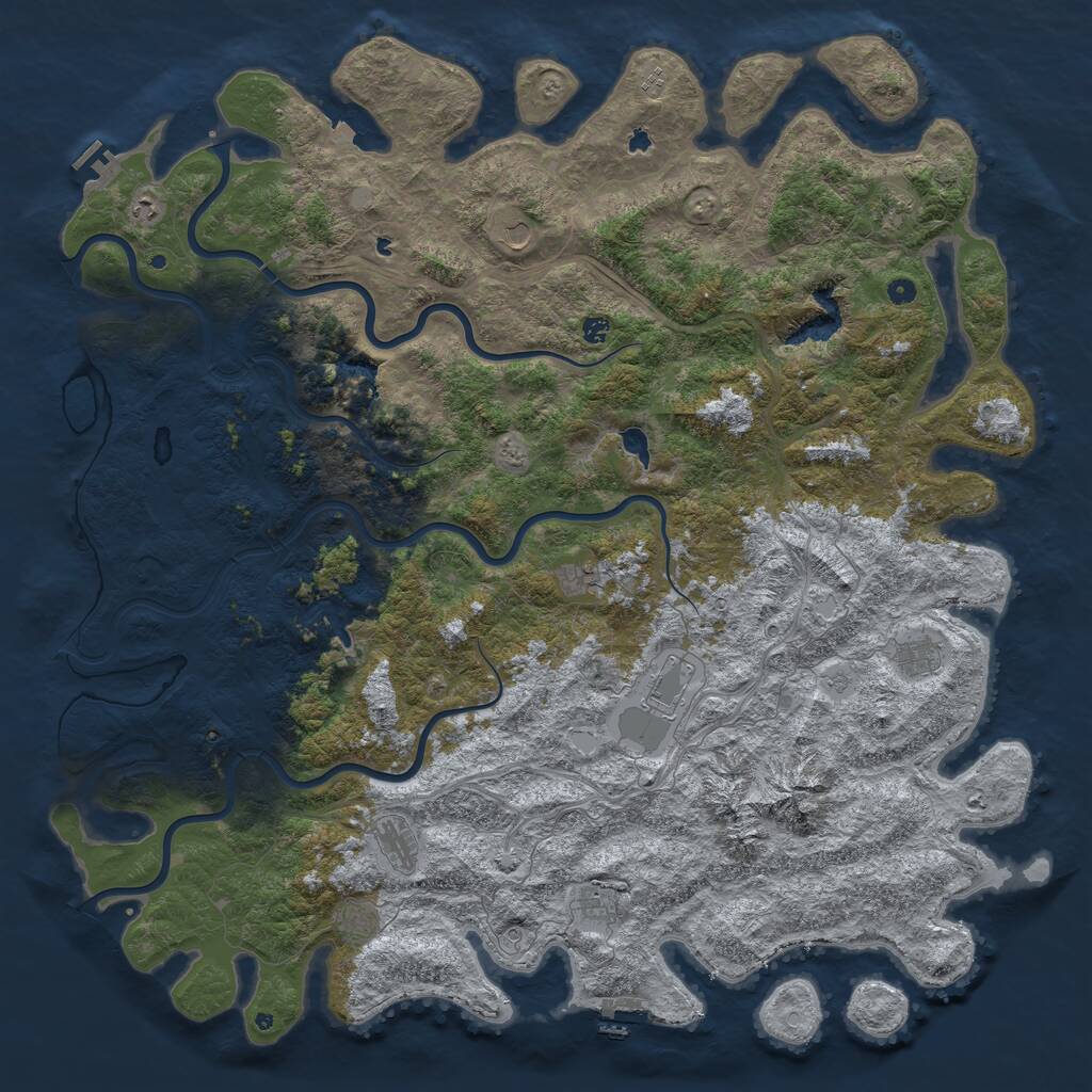 Rust Map: Procedural Map, Size: 6000, Seed: 1615312945, 17 Monuments