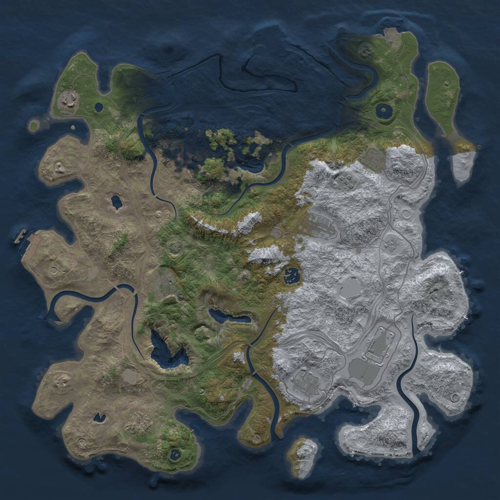 Rust Map: Procedural Map, Size: 4500, Seed: 49585, 16 Monuments