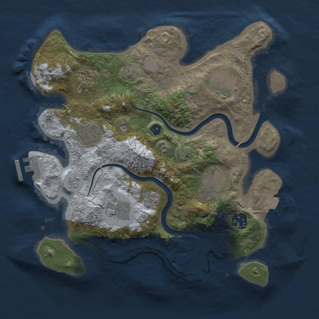 Rust Map: Procedural Map, Size: 3000, Seed: 45358, 12 Monuments