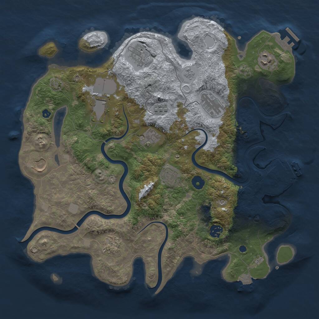 Rust Map: Procedural Map, Size: 3700, Seed: 1923, 16 Monuments