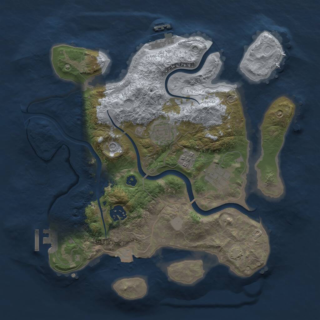 Rust Map: Procedural Map, Size: 3000, Seed: 102292, 9 Monuments
