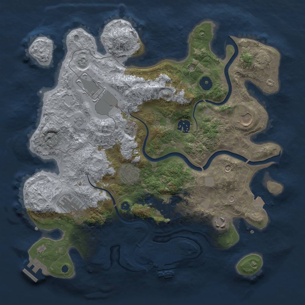 Rust Map: Procedural Map, Size: 3500, Seed: 1340989578, 14 Monuments