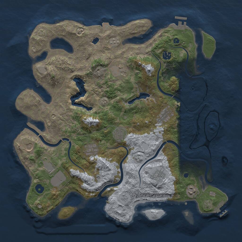 Rust Map: Procedural Map, Size: 4096, Seed: 55634322, 16 Monuments
