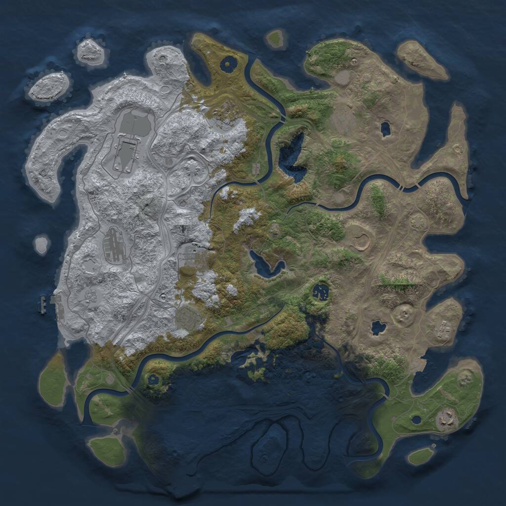 Rust Map: Procedural Map, Size: 4500, Seed: 492962185, 16 Monuments