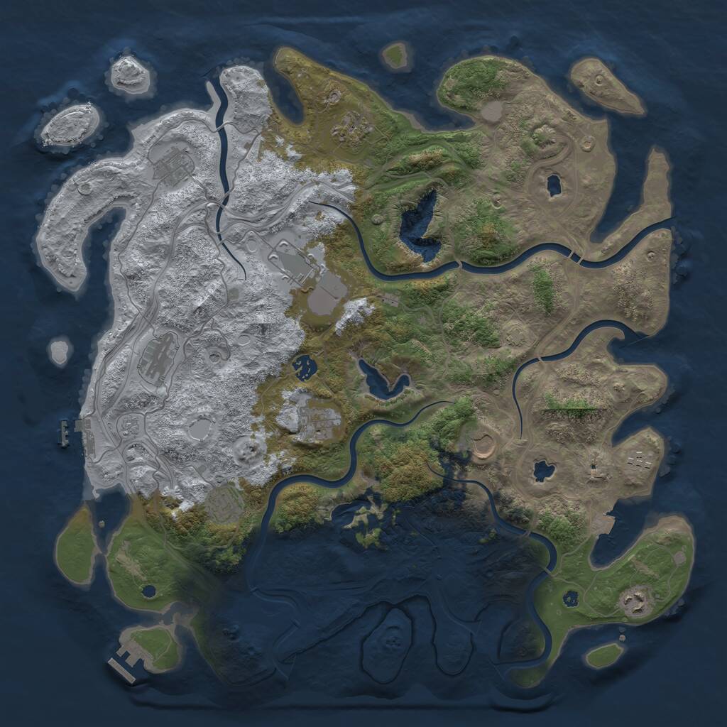 Rust Map: Procedural Map, Size: 4500, Seed: 492962185, 16 Monuments