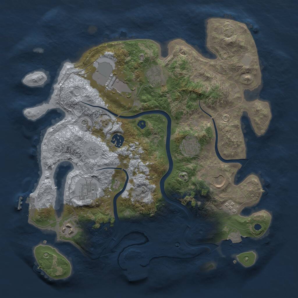 Rust Map: Procedural Map, Size: 3500, Seed: 1306891022, 14 Monuments