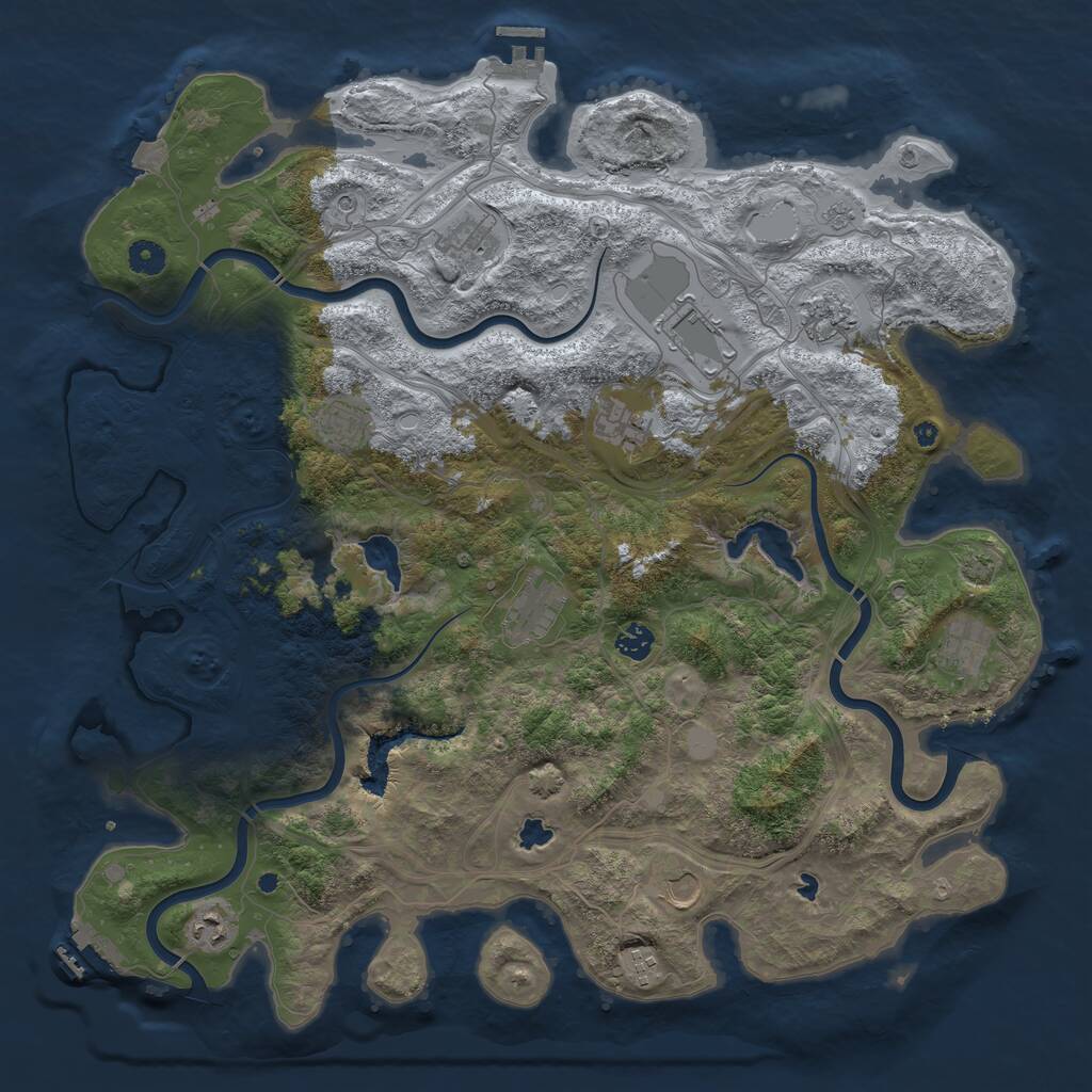 Rust Map: Procedural Map, Size: 4500, Seed: 209909764, 17 Monuments