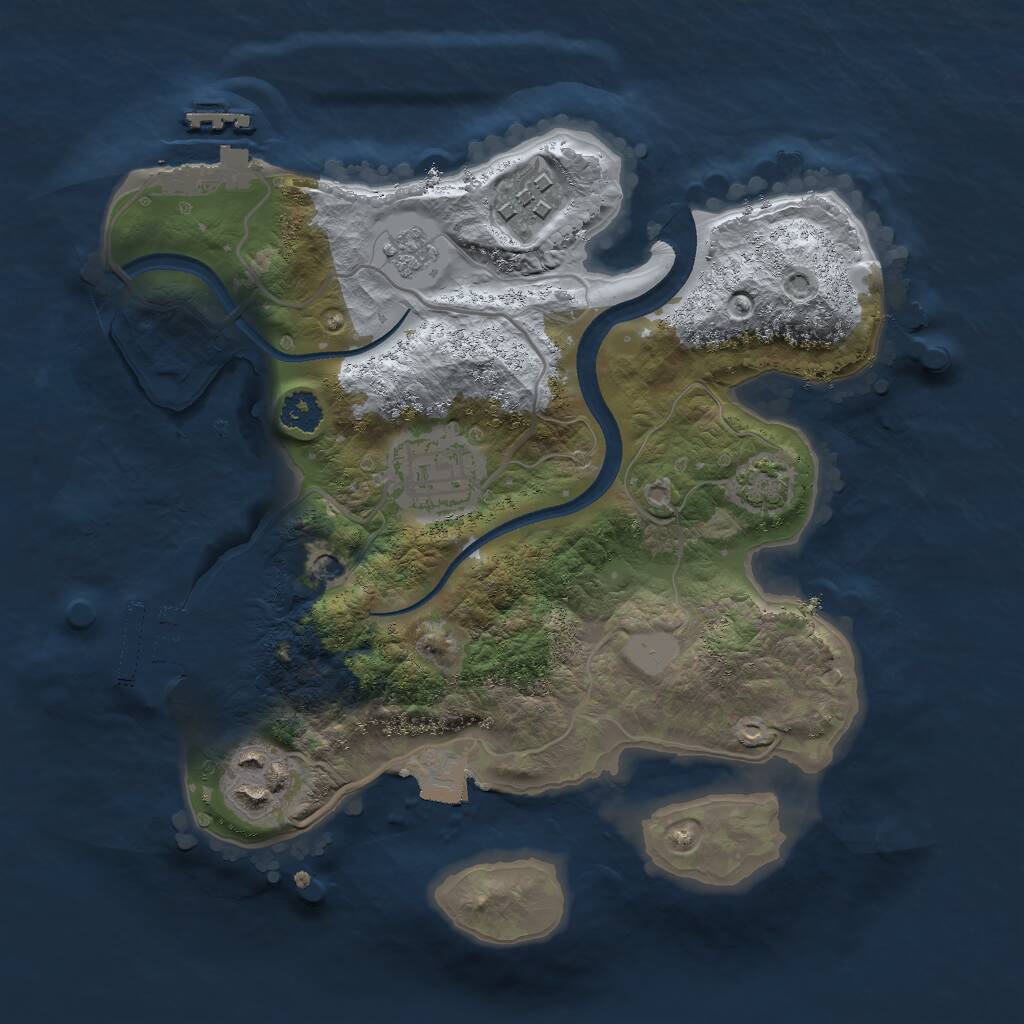 Rust Map: Procedural Map, Size: 2500, Seed: 102292, 9 Monuments