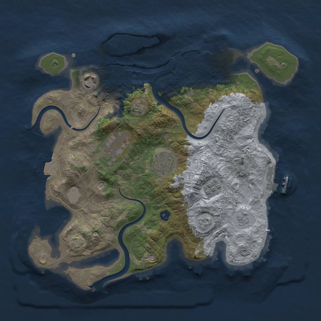 Rust Map: Procedural Map, Size: 3000, Seed: 1071248701, 10 Monuments