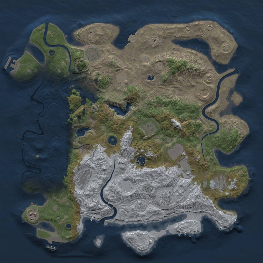 Rust Map: Procedural Map, Size: 4250, Seed: 1307095260, 17 Monuments