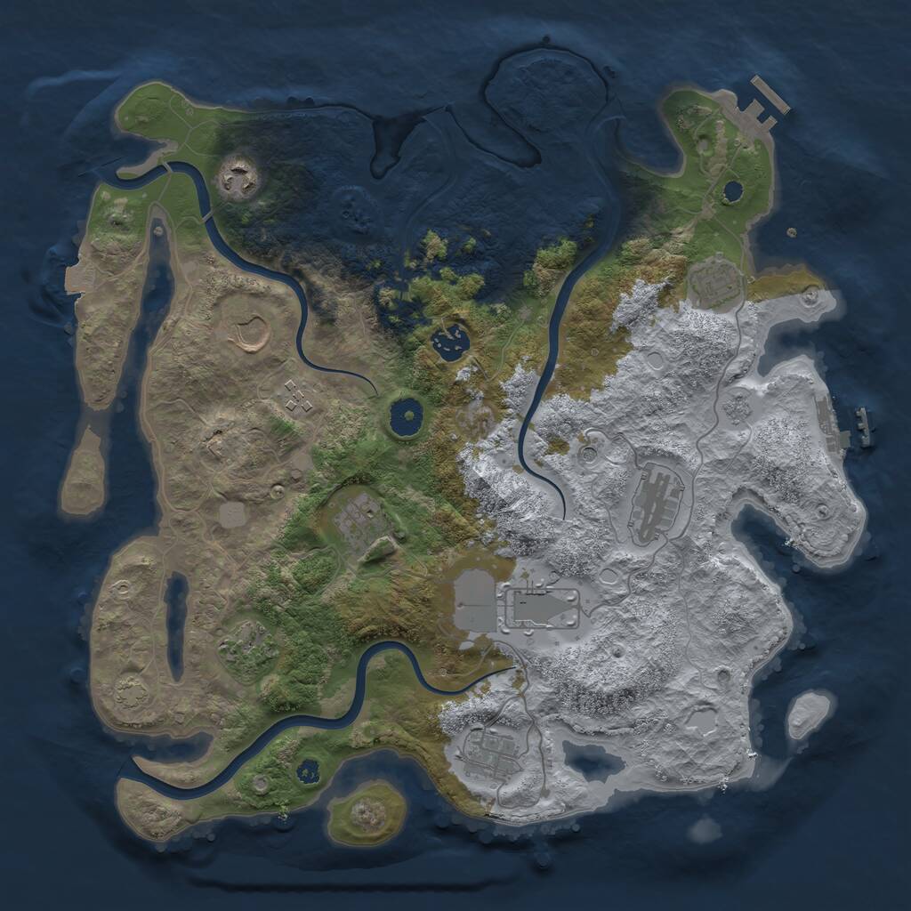 Rust Map: Procedural Map, Size: 3800, Seed: 9865413, 16 Monuments