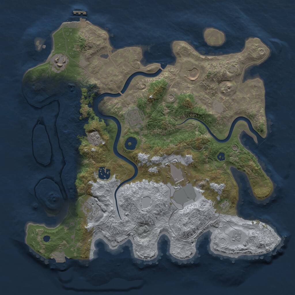Rust Map: Procedural Map, Size: 3500, Seed: 540705838, 12 Monuments