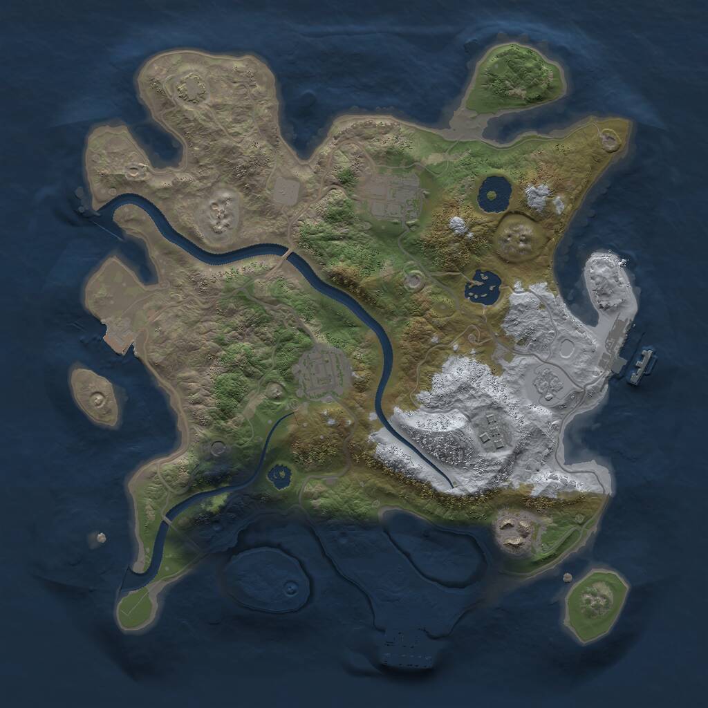 Rust Map: Procedural Map, Size: 3000, Seed: 2029645567, 11 Monuments