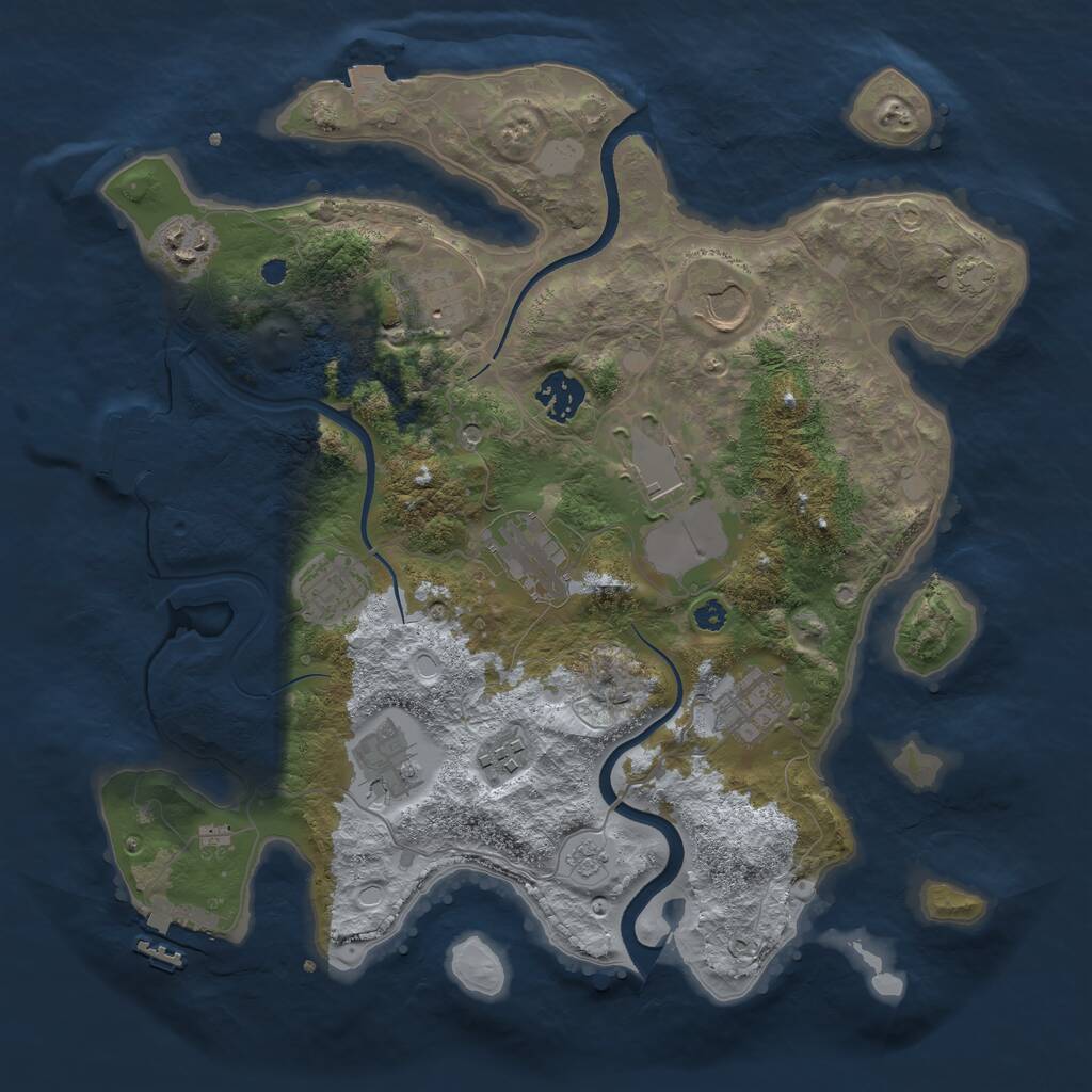 Rust Map: Procedural Map, Size: 3500, Seed: 588754609, 16 Monuments