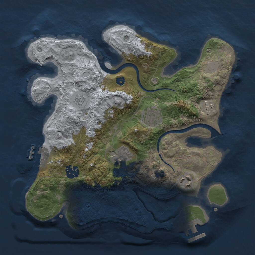 Rust Map: Procedural Map, Size: 2800, Seed: 25736, 10 Monuments