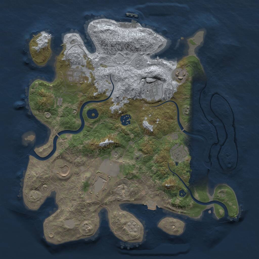 Rust Map: Procedural Map, Size: 3500, Seed: 8555569, 13 Monuments