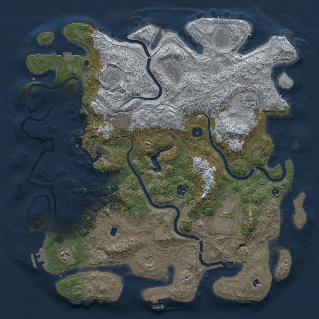 Rust Map: Procedural Map, Size: 4500, Seed: 6800, 16 Monuments