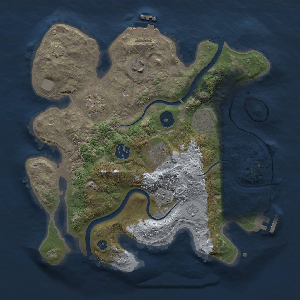 Rust Map: Procedural Map, Size: 3000, Seed: 32135, 12 Monuments