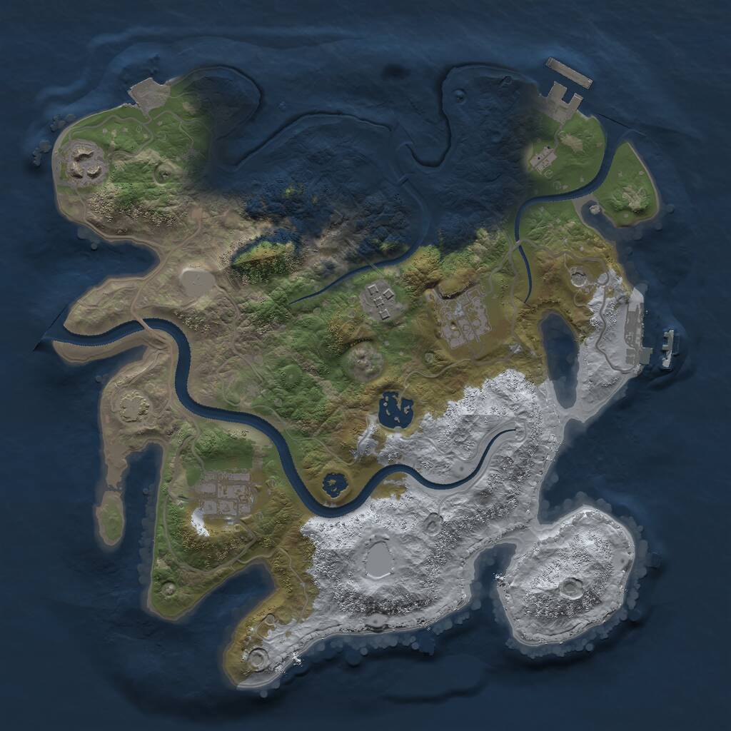 Rust Map: Procedural Map, Size: 3000, Seed: 19953, 10 Monuments