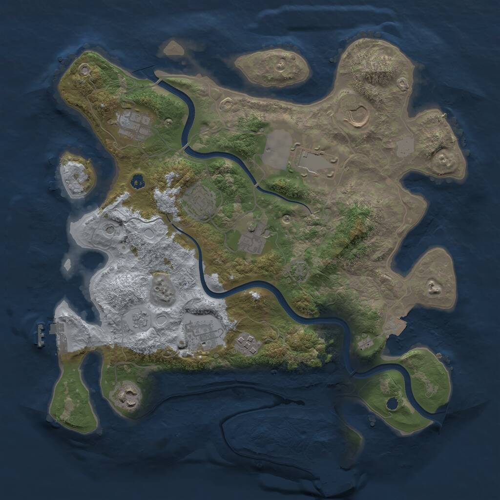 Rust Map: Procedural Map, Size: 3500, Seed: 18042919, 14 Monuments