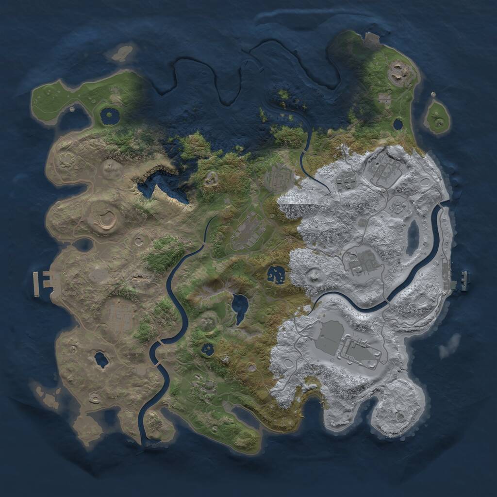 Rust Map: Procedural Map, Size: 4000, Seed: 1903377174, 17 Monuments