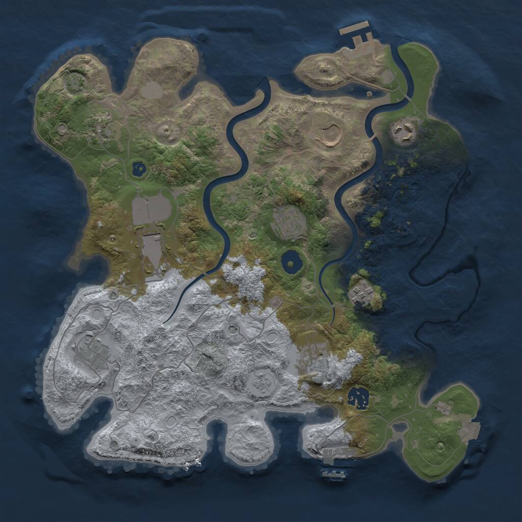 Rust Map: Procedural Map, Size: 3500, Seed: 1715105794, 15 Monuments
