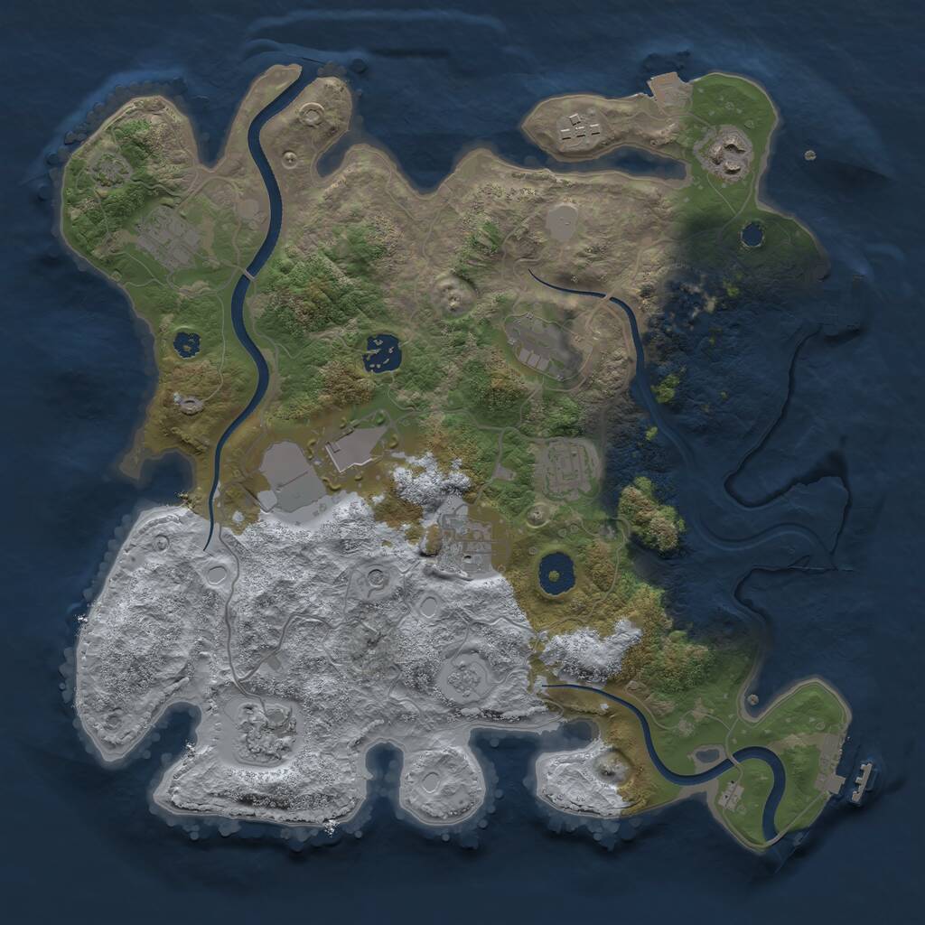 Rust Map: Procedural Map, Size: 3500, Seed: 1715105794, 15 Monuments