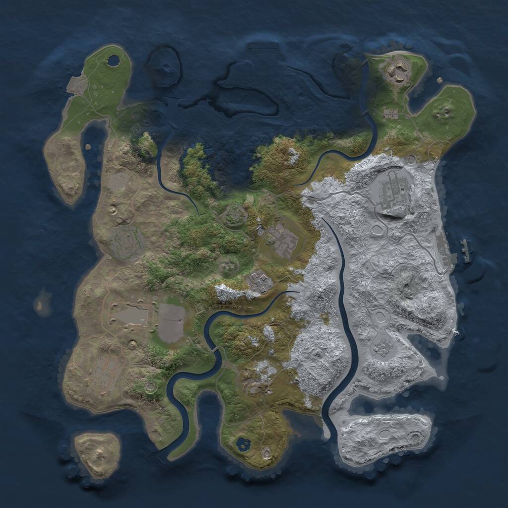 Rust Map: Procedural Map, Size: 3500, Seed: 1631093390, 14 Monuments