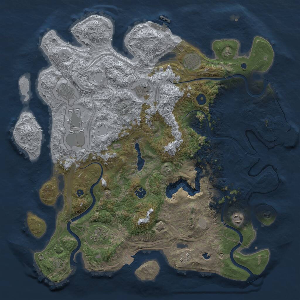Rust Map: Procedural Map, Size: 4250, Seed: 2066430871, 14 Monuments
