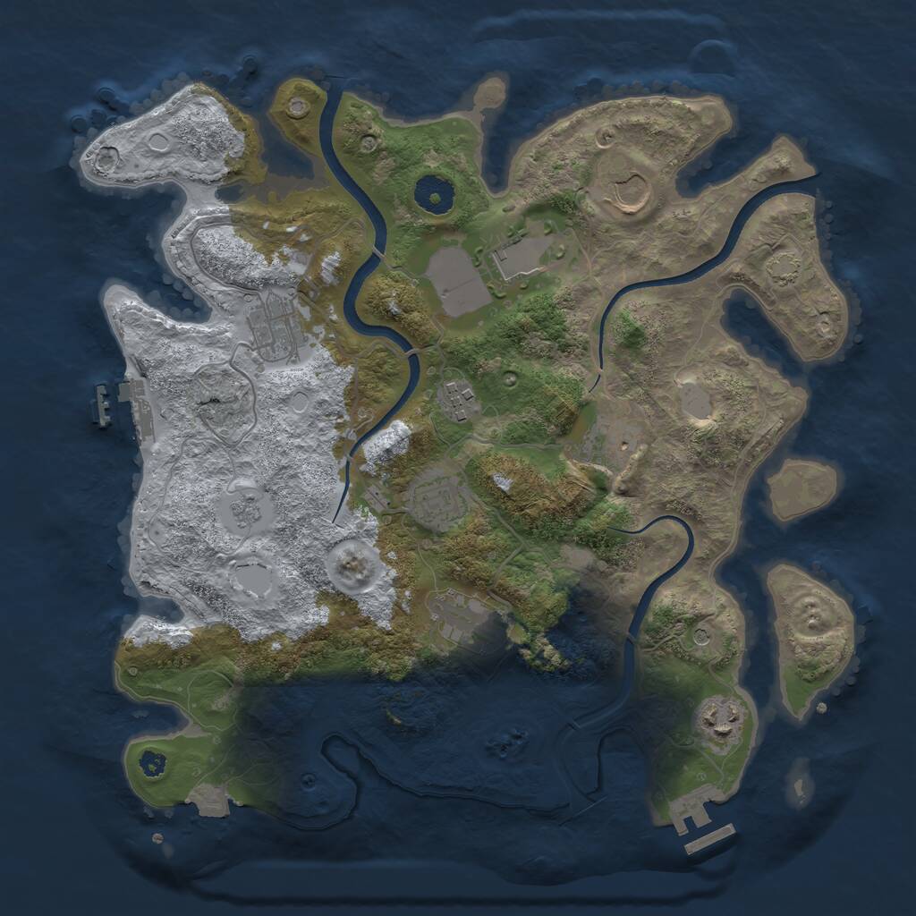 Rust Map: Procedural Map, Size: 3500, Seed: 451583670, 14 Monuments