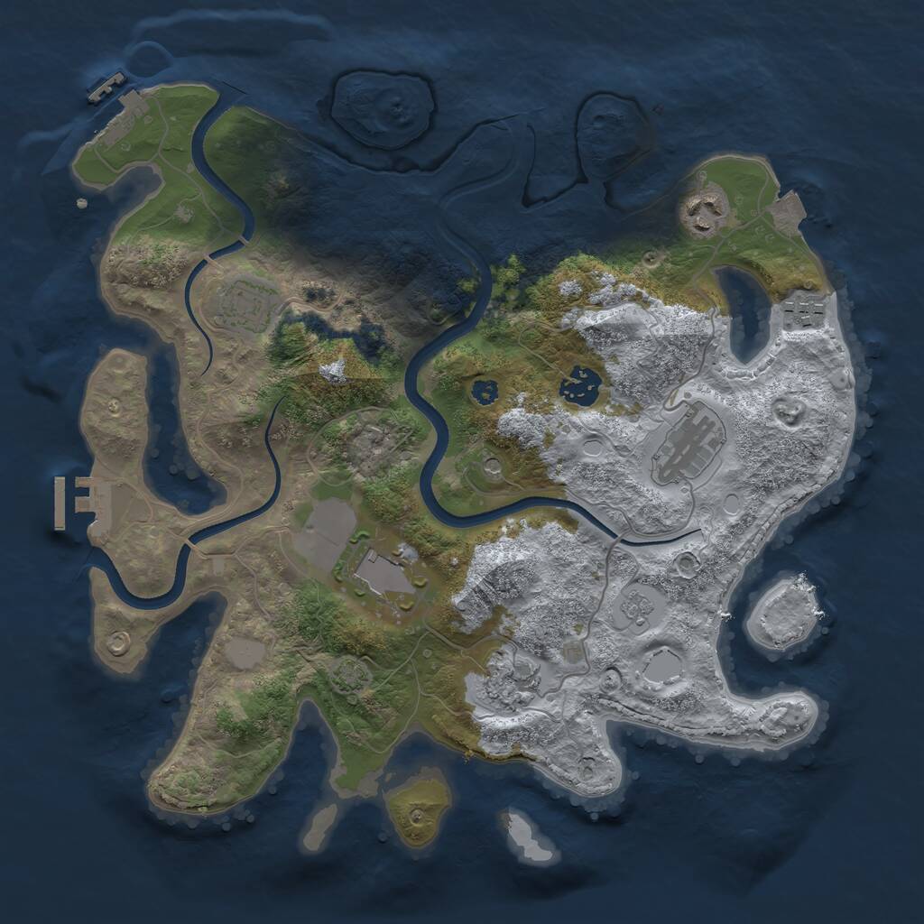 Rust Map: Procedural Map, Size: 3500, Seed: 560352201, 13 Monuments