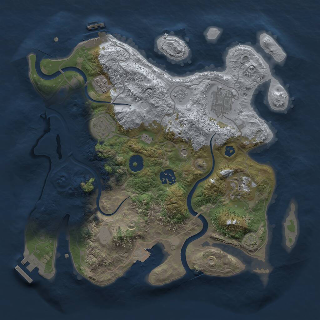 Rust Map: Procedural Map, Size: 3000, Seed: 54620, 11 Monuments