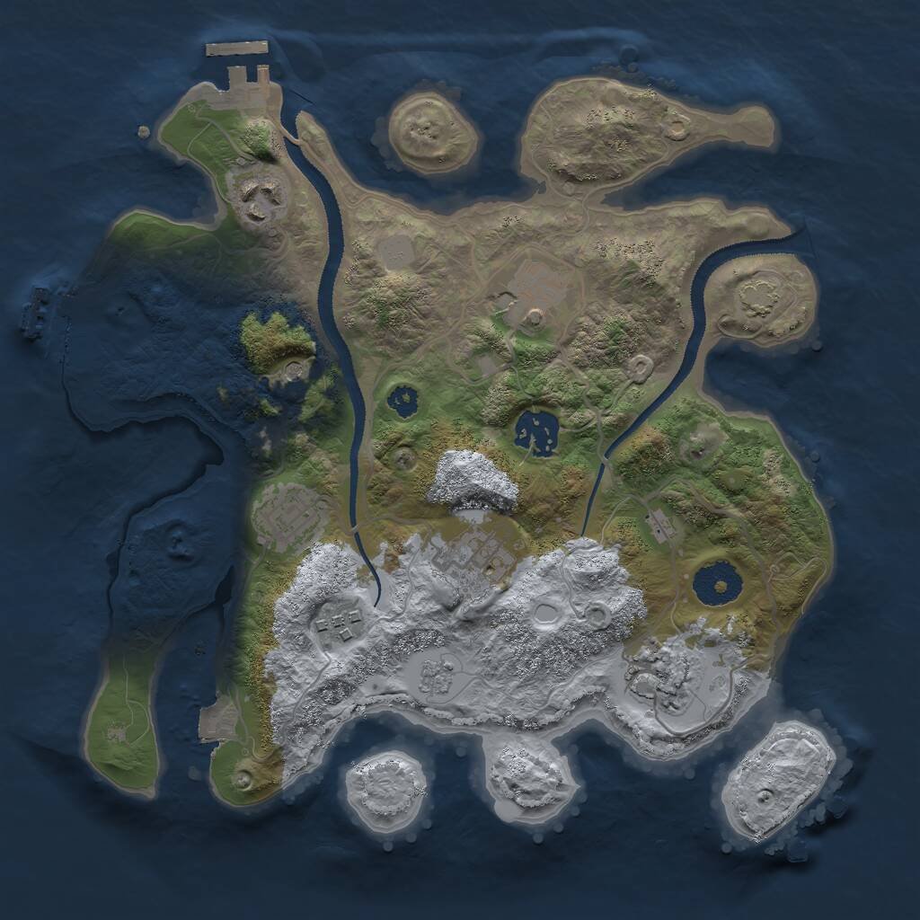 Rust Map: Procedural Map, Size: 3000, Seed: 5833, 13 Monuments