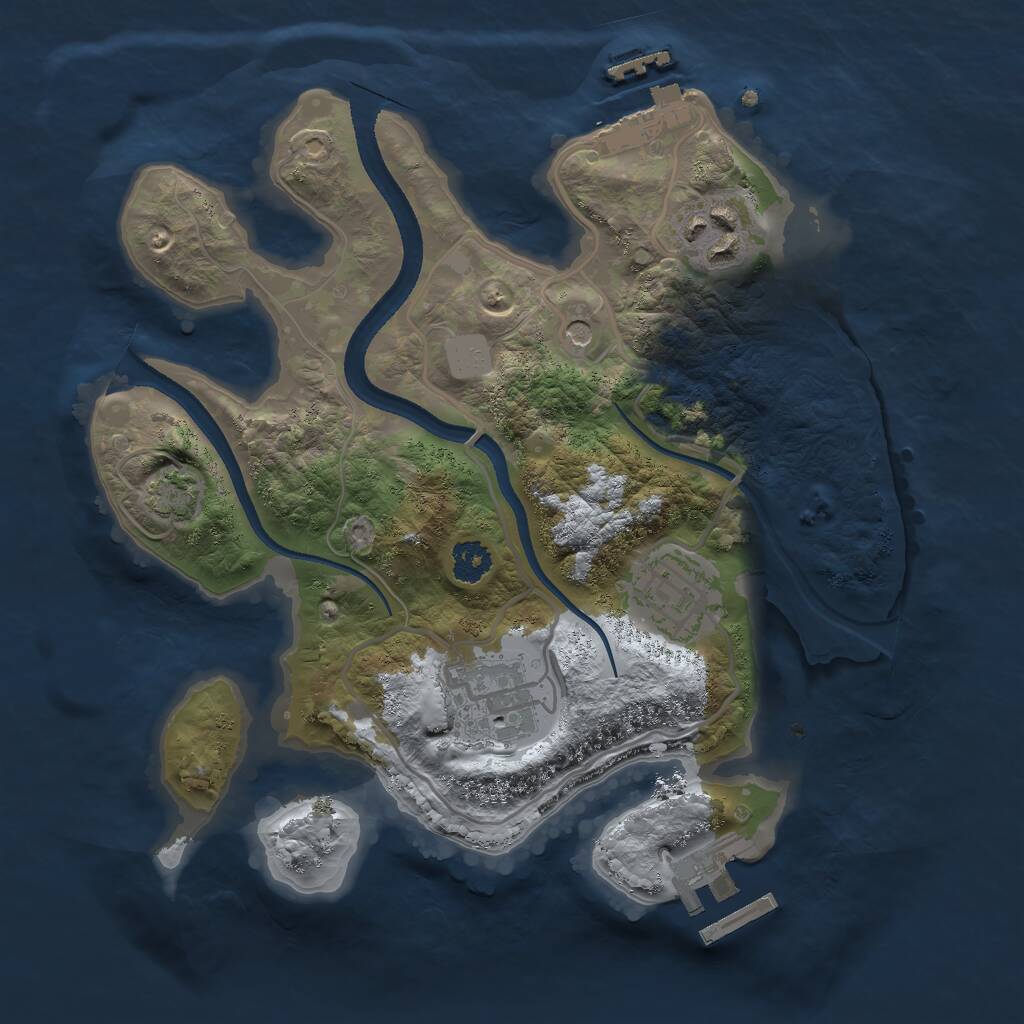 Rust Map: Procedural Map, Size: 2500, Seed: 200206, 8 Monuments