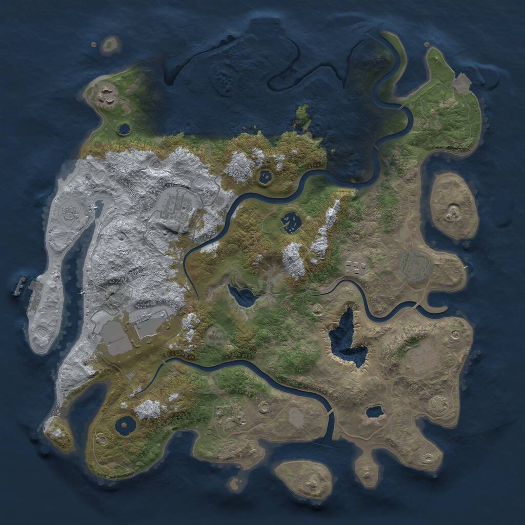 Rust Map: Procedural Map, Size: 4000, Seed: 1260627610, 14 Monuments
