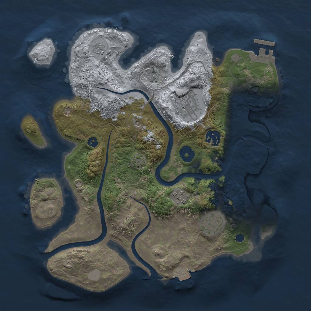 Rust Map: Procedural Map, Size: 3000, Seed: 54456, 9 Monuments