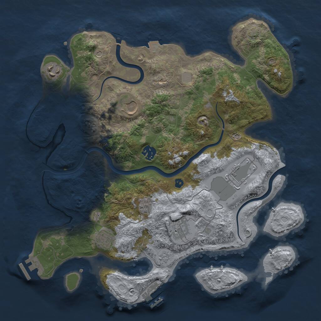 Rust Map: Procedural Map, Size: 3500, Seed: 163825770, 13 Monuments