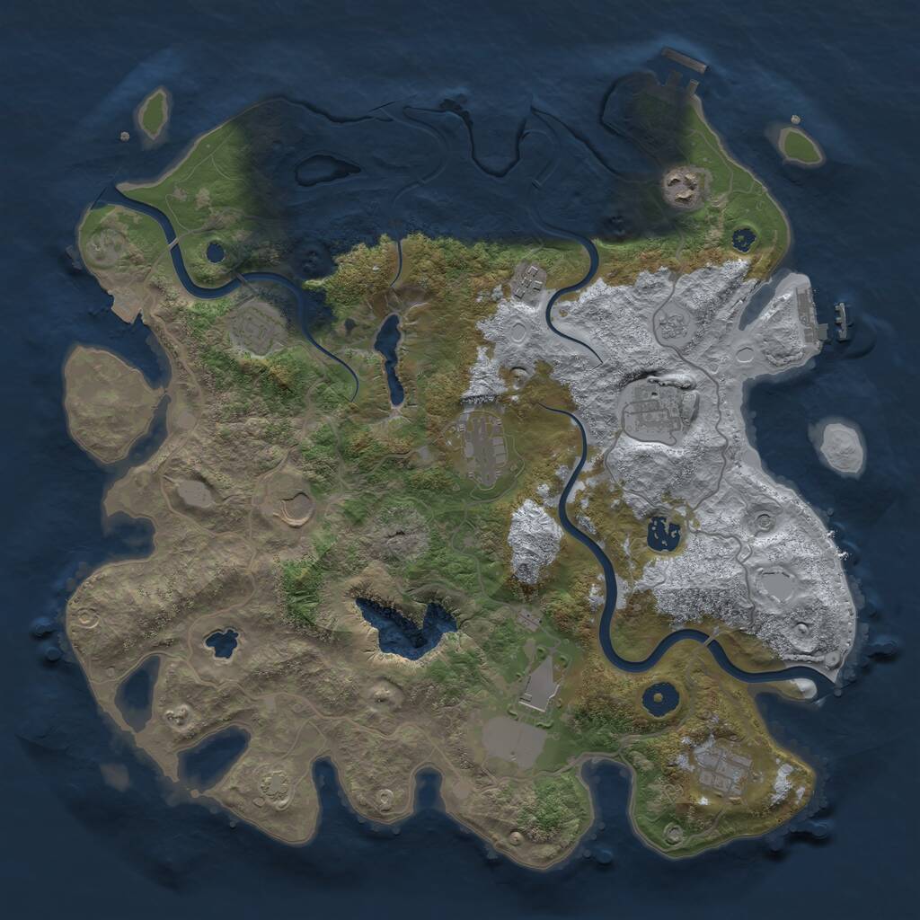 Rust Map: Procedural Map, Size: 4000, Seed: 18249345, 15 Monuments