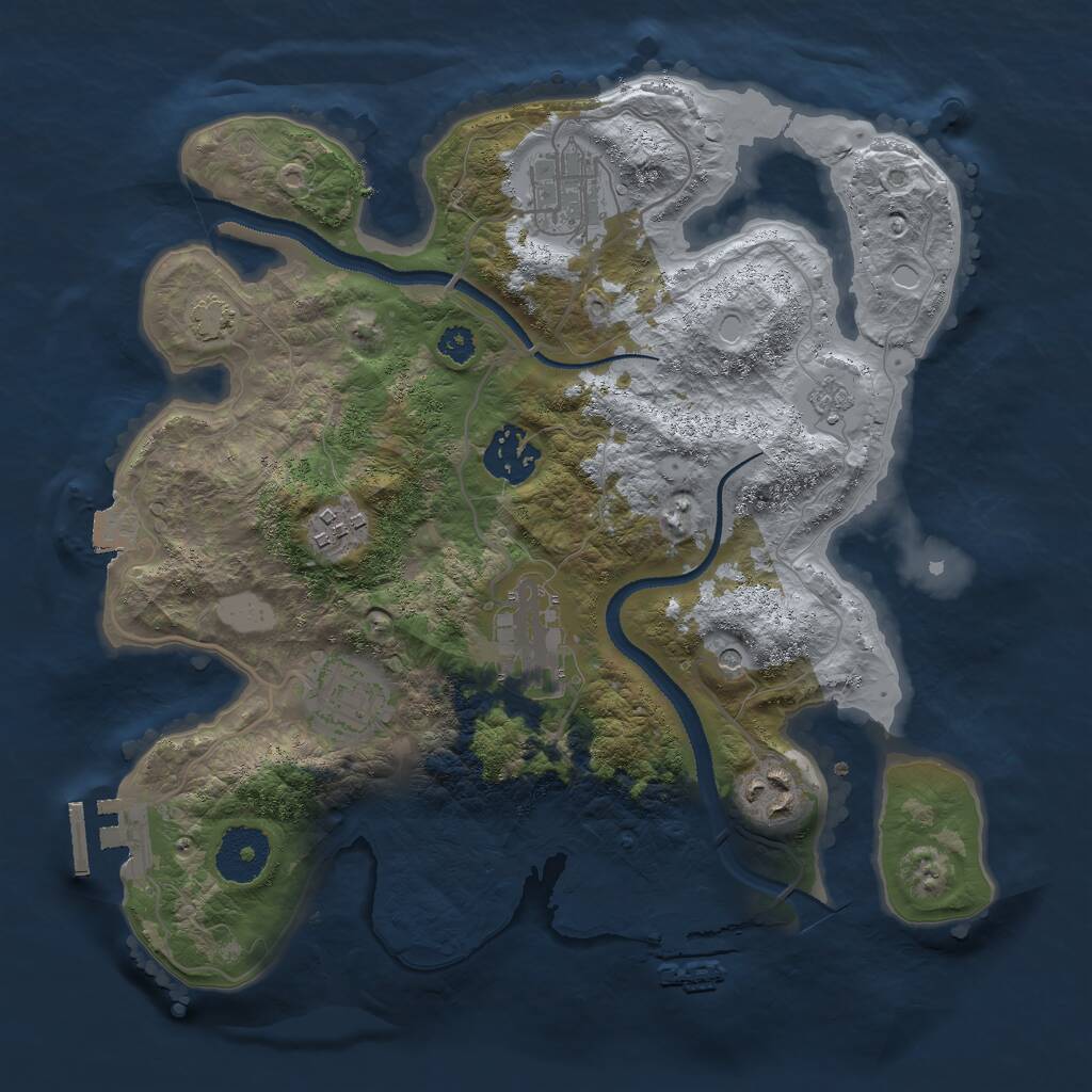 Rust Map: Procedural Map, Size: 3000, Seed: 84625029, 12 Monuments