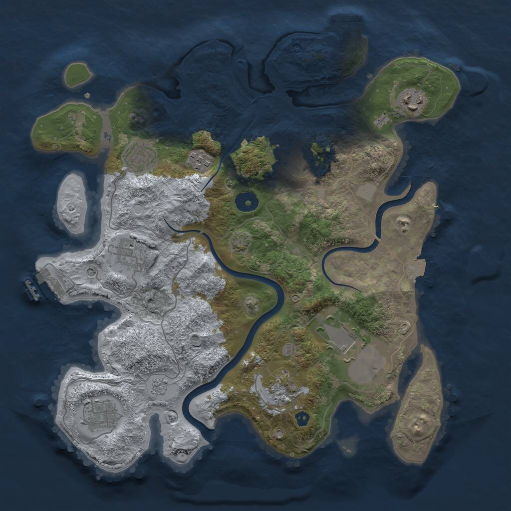Rust Map: Procedural Map, Size: 3500, Seed: 648057, 14 Monuments