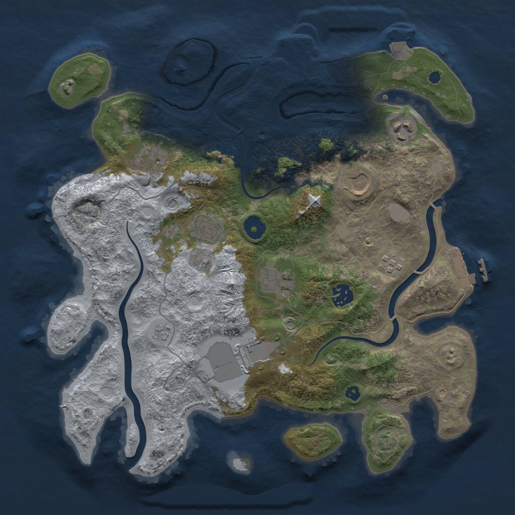 Rust Map: Procedural Map, Size: 3500, Seed: 1181513181, 14 Monuments
