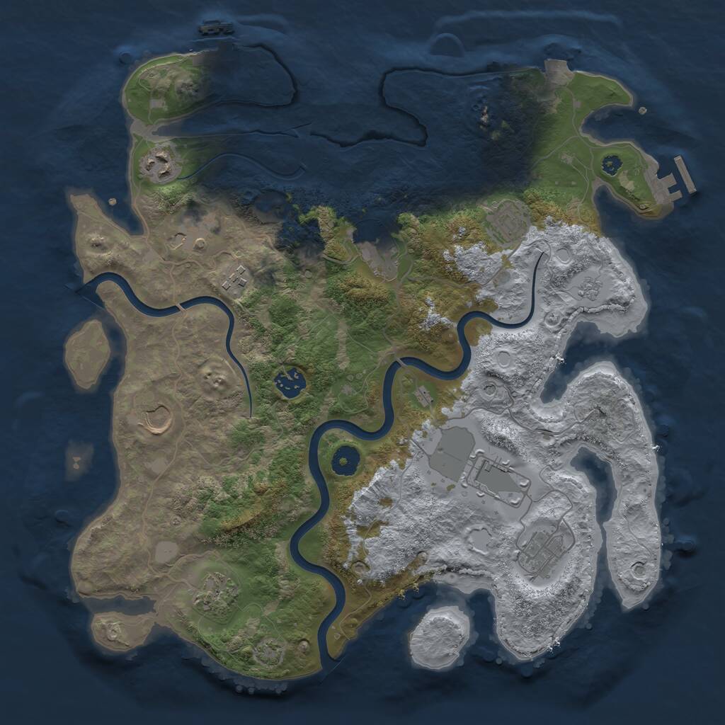 Rust Map: Procedural Map, Size: 3750, Seed: 714334456, 16 Monuments