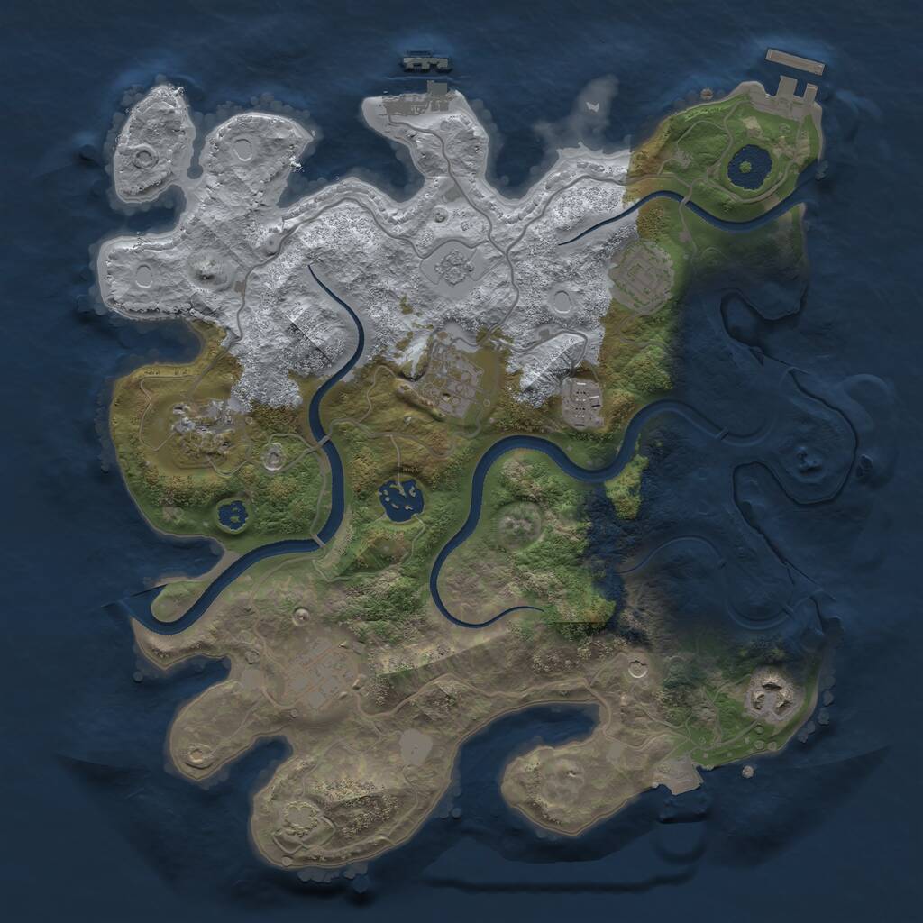 Rust Map: Procedural Map, Size: 3200, Seed: 777777, 13 Monuments
