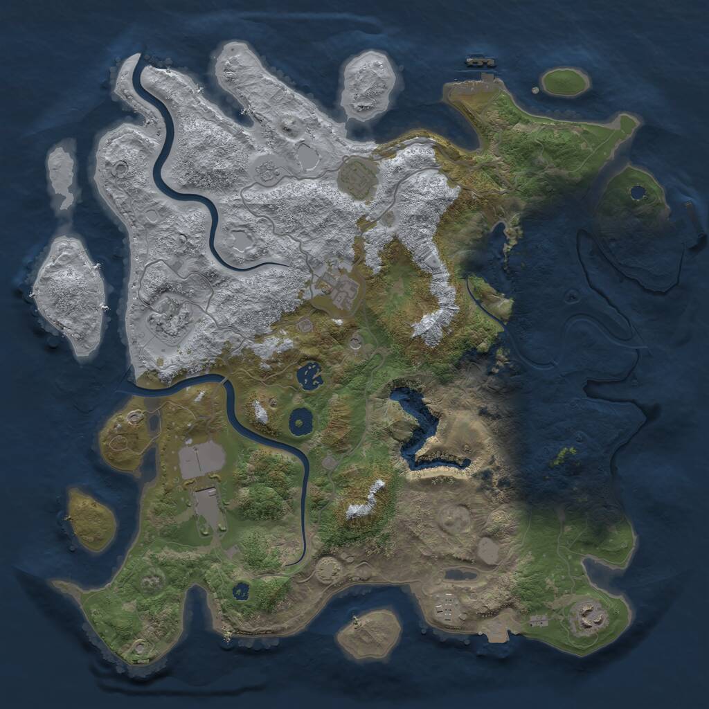Rust Map: Procedural Map, Size: 4000, Seed: 2066430871, 13 Monuments