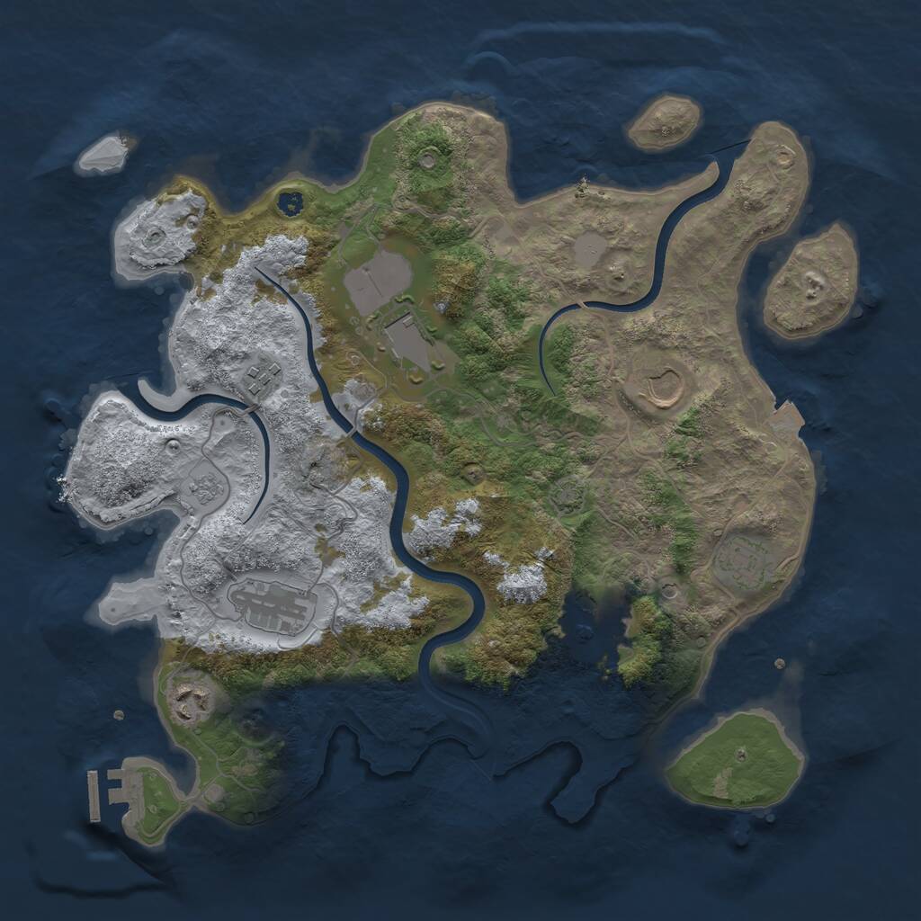 Rust Map: Procedural Map, Size: 3600, Seed: 560853, 12 Monuments