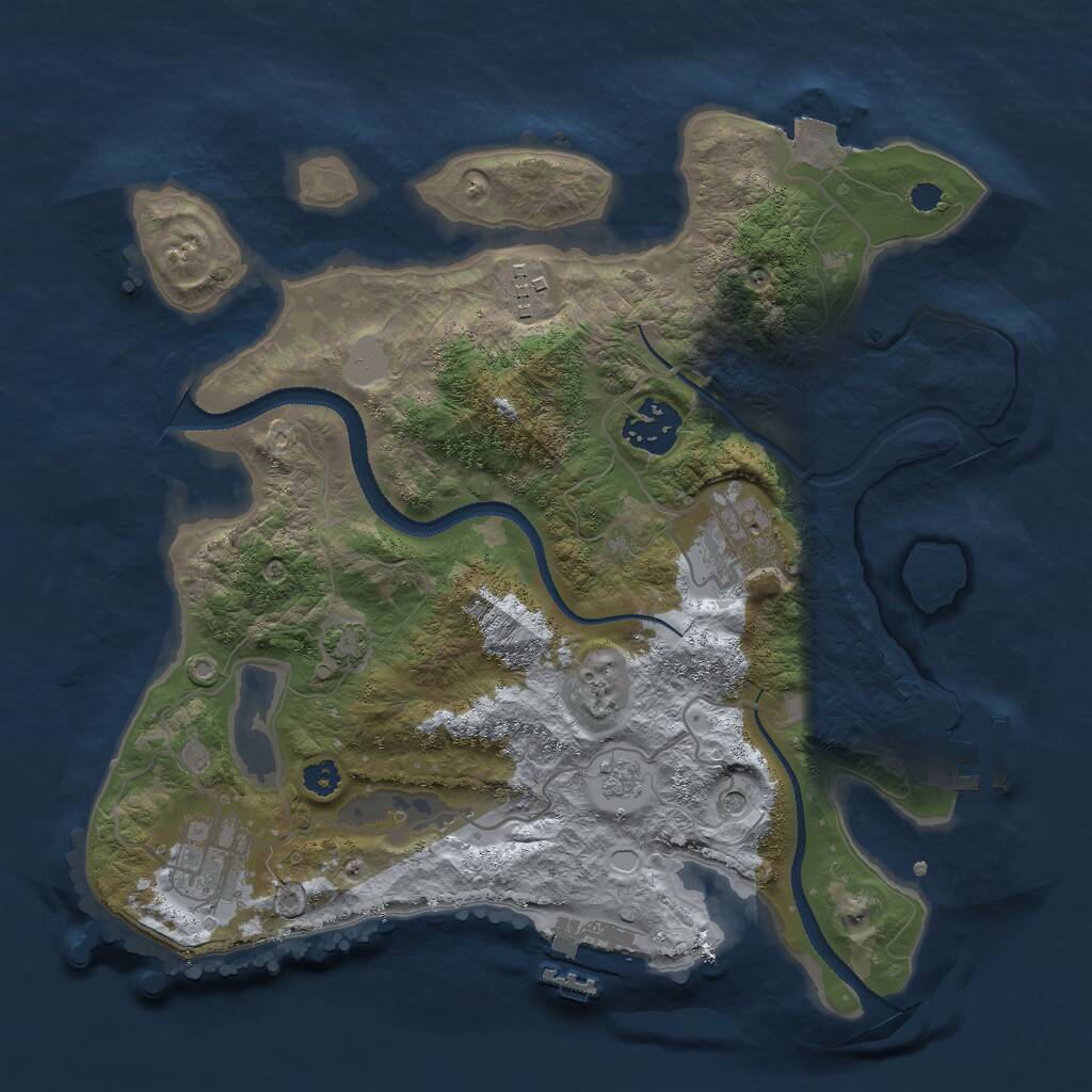 Rust Map: Procedural Map, Size: 3000, Seed: 84111, 10 Monuments