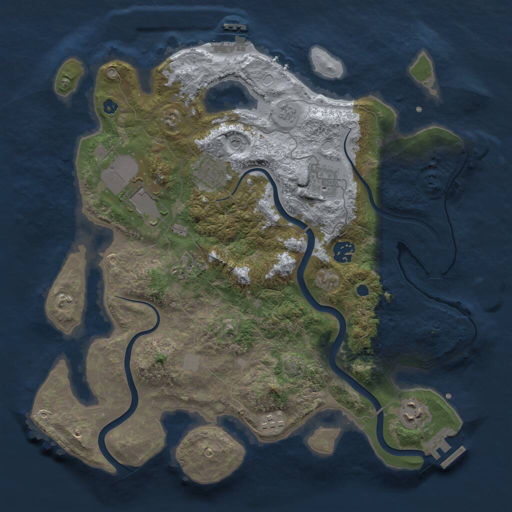 Rust Map: Procedural Map, Size: 3500, Seed: 1275323214, 13 Monuments