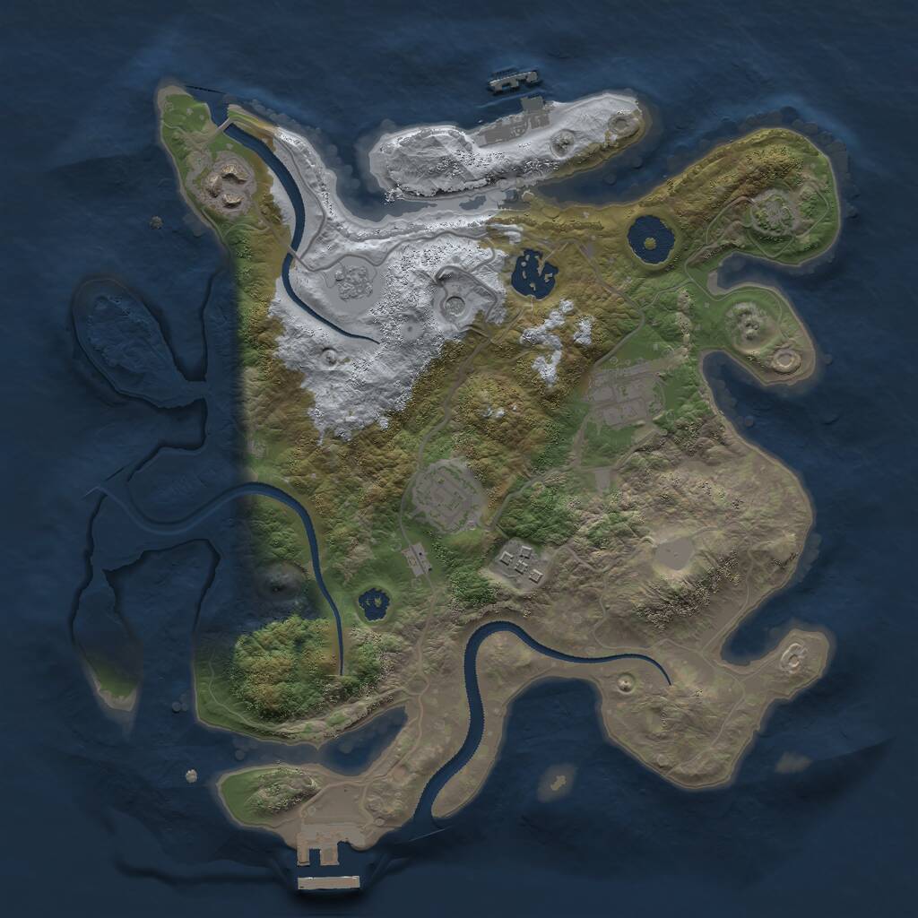 Rust Map: Procedural Map, Size: 3000, Seed: 57353, 11 Monuments