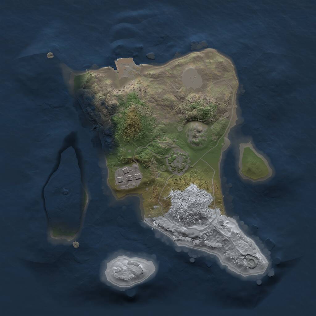 Rust Map: Procedural Map, Size: 2000, Seed: 66945, 3 Monuments
